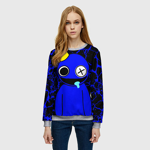 Женский свитшот Радужные друзья - персонаж Синий / 3D-Меланж – фото 3