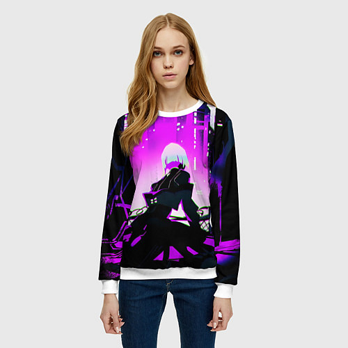 Женский свитшот Люси нетраннер - фиолетовый / 3D-Белый – фото 3