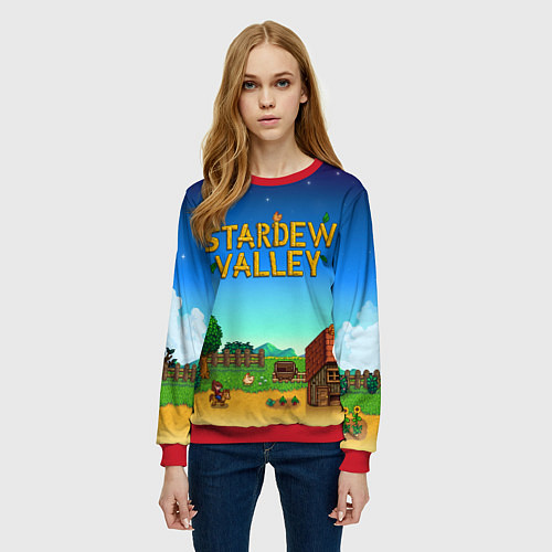 Женский свитшот Мой дом в Stardew Valley / 3D-Красный – фото 3