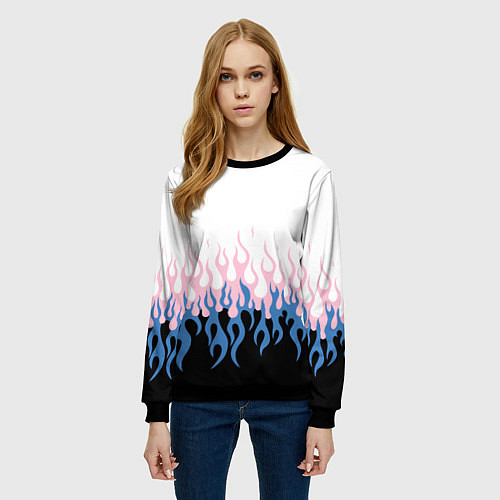 Женский свитшот Ледяное пламя / 3D-Черный – фото 3