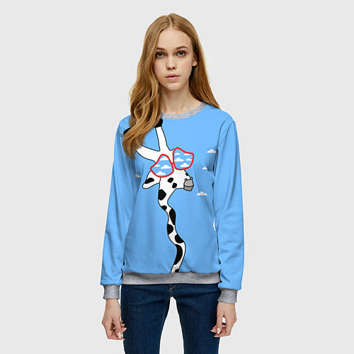 Женский свитшот Жирафа в облаках / 3D-Меланж – фото 3