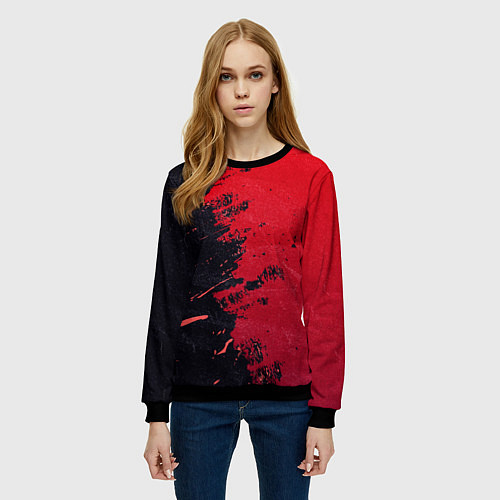 Женский свитшот Черное и красное / 3D-Черный – фото 3