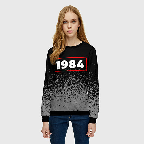 Женский свитшот 1984 - в красной рамке на темном / 3D-Черный – фото 3