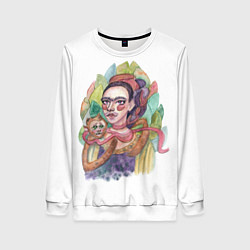 Свитшот женский Фрида с капуцином, цвет: 3D-белый