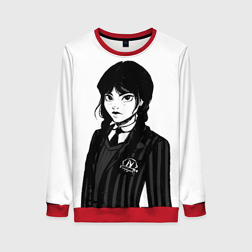 Женский свитшот Школьница Уэнсдей / 3D-Красный – фото 1