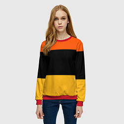 Свитшот женский Полосатый оранжевый с черной и белой полосой, цвет: 3D-красный — фото 2