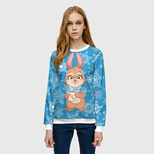 Женский свитшот Морковный кофе / 3D-Белый – фото 3