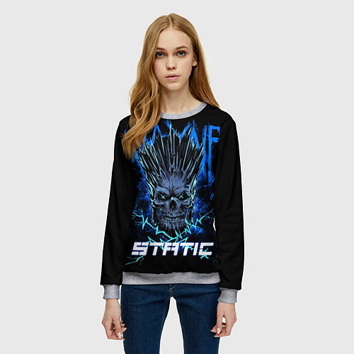 Женский свитшот X Static - Wayne Static skull / 3D-Меланж – фото 3