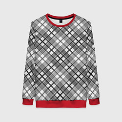 Женский свитшот Черно белый узор в косую клетку