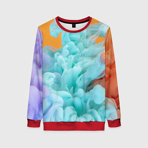 Женский свитшот Красочный и разноцветный дым / 3D-Красный – фото 1