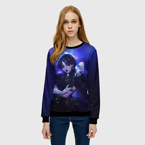 Женский свитшот Wednesday and Thing / 3D-Черный – фото 3