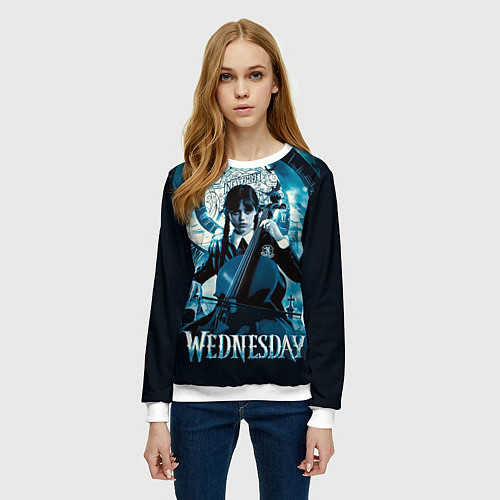 Женский свитшот Wednesday Addams 2022 / 3D-Белый – фото 3