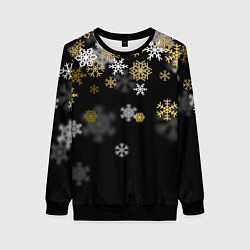 Женский свитшот Золотые и белые снежинки
