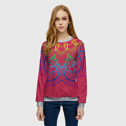 Женский свитшот Viva magenta mandala / 3D-Меланж – фото 3