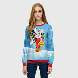 Свитшот женский Зайчик с советских открыток, цвет: 3D-красный — фото 2