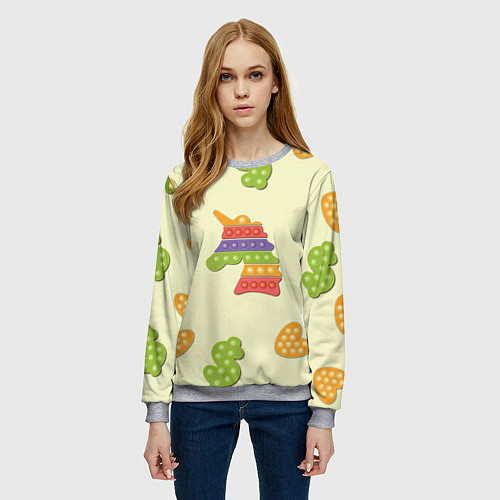 Женский свитшот Поп ит паттерн / 3D-Меланж – фото 3