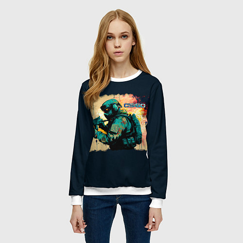 Женский свитшот Counter Strike street art / 3D-Белый – фото 3