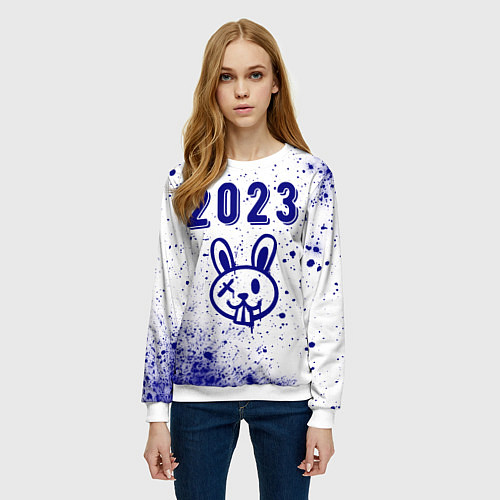 Женский свитшот 2023 Кролик в стиле граффити на светлом / 3D-Белый – фото 3