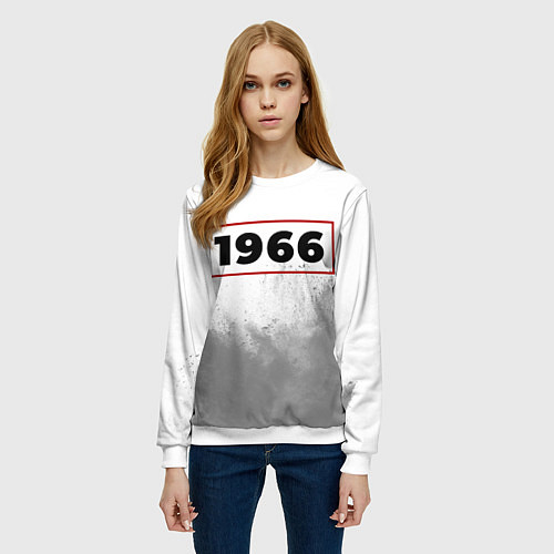Женский свитшот 1966 - в красной рамке на светлом / 3D-Белый – фото 3