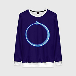 Свитшот женский Уроборос скелет змеи, цвет: 3D-белый