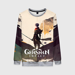 Свитшот женский Геншин Импакт, рисунок маслом, цвет: 3D-меланж