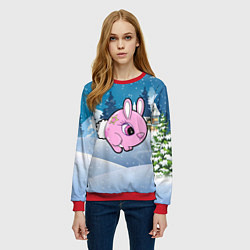 Свитшот женский Розовая круглая зайка, цвет: 3D-красный — фото 2