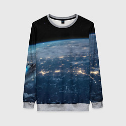 Свитшот женский Планета, космос и огни, цвет: 3D-меланж