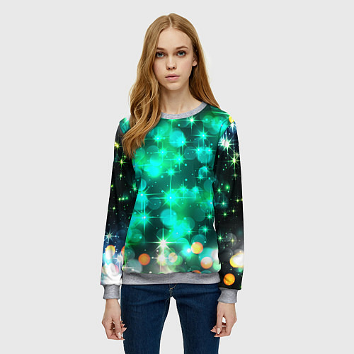 Женский свитшот Космический принт и звездное сияние вселенной / 3D-Меланж – фото 3