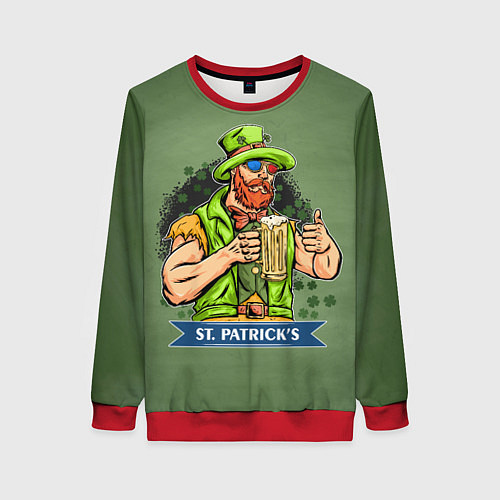 Женский свитшот Мужик с пивом / 3D-Красный – фото 1