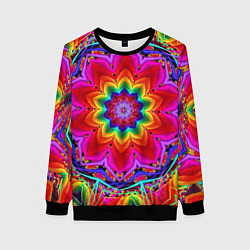 Свитшот женский Волшебный радужный цветок, цвет: 3D-черный
