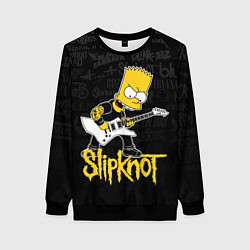 Свитшот женский Slipknot Барт Симпсон рокер логотипы, цвет: 3D-черный