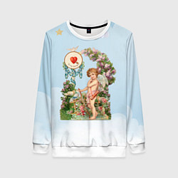 Свитшот женский День святого Валентина купидон, цвет: 3D-белый