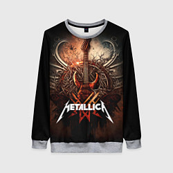 Свитшот женский Metallica гитара и логотип, цвет: 3D-меланж
