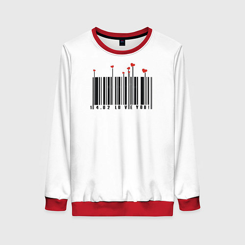 Женский свитшот Barcode love you / 3D-Красный – фото 1