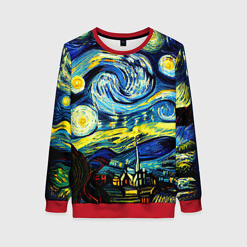 Женский свитшот Винсент ван Гог, звездная ночь / 3D-Красный – фото 1