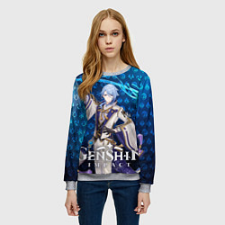 Свитшот женский Камисато Аято элементали, цвет: 3D-меланж — фото 2