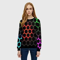 Свитшот женский Gradient hexagon genshin, цвет: 3D-черный — фото 2