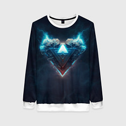 Свитшот женский Каменное сердце в синем неоновом электрическом све, цвет: 3D-белый