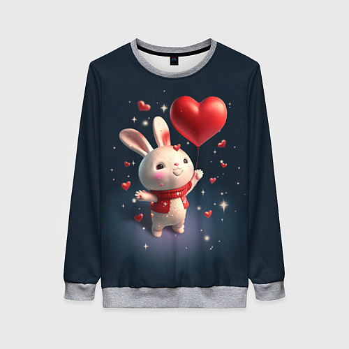 Женский свитшот Кролик с шариком / 3D-Меланж – фото 1