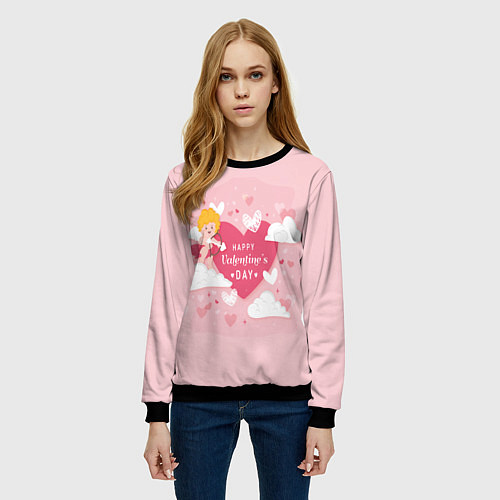 Женский свитшот День святого валентина фон / 3D-Черный – фото 3