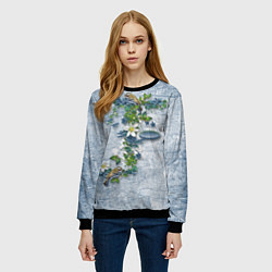 Свитшот женский Синицы на ветке, цвет: 3D-черный — фото 2