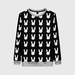 Свитшот женский Bunny pattern black, цвет: 3D-меланж