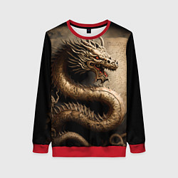 Свитшот женский Китайский дракон с открытой пастью, цвет: 3D-красный