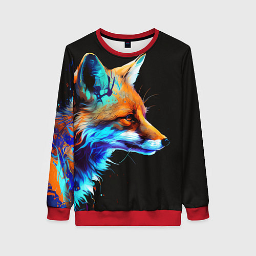 Женский свитшот Красочная лисичка / 3D-Красный – фото 1