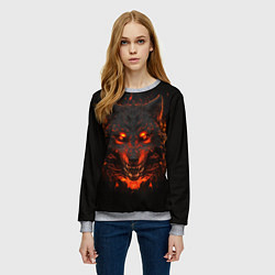 Свитшот женский Морда огненного волка, цвет: 3D-меланж — фото 2