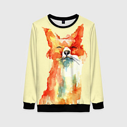 Свитшот женский Живописная лисица, цвет: 3D-черный