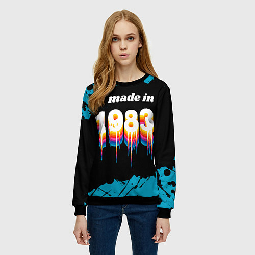 Женский свитшот Made in 1983: liquid art / 3D-Черный – фото 3