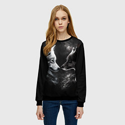 Свитшот женский Пара волков - белый и черный, цвет: 3D-черный — фото 2