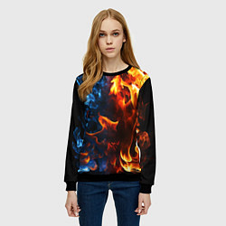 Свитшот женский Битва огней - два пламени, цвет: 3D-черный — фото 2