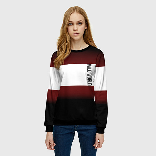 Женский свитшот Надпись Russia с Гербом / 3D-Черный – фото 3